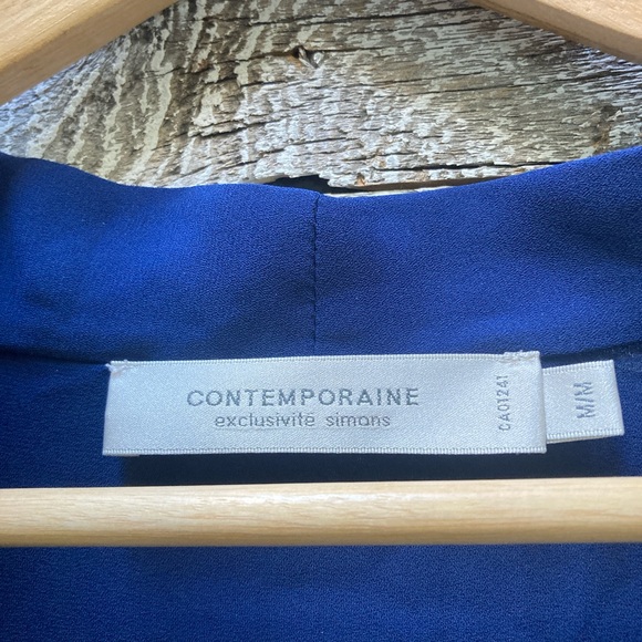 Contemporaine | V-Neck Blouse - M, Blue - Picture 4 of 8